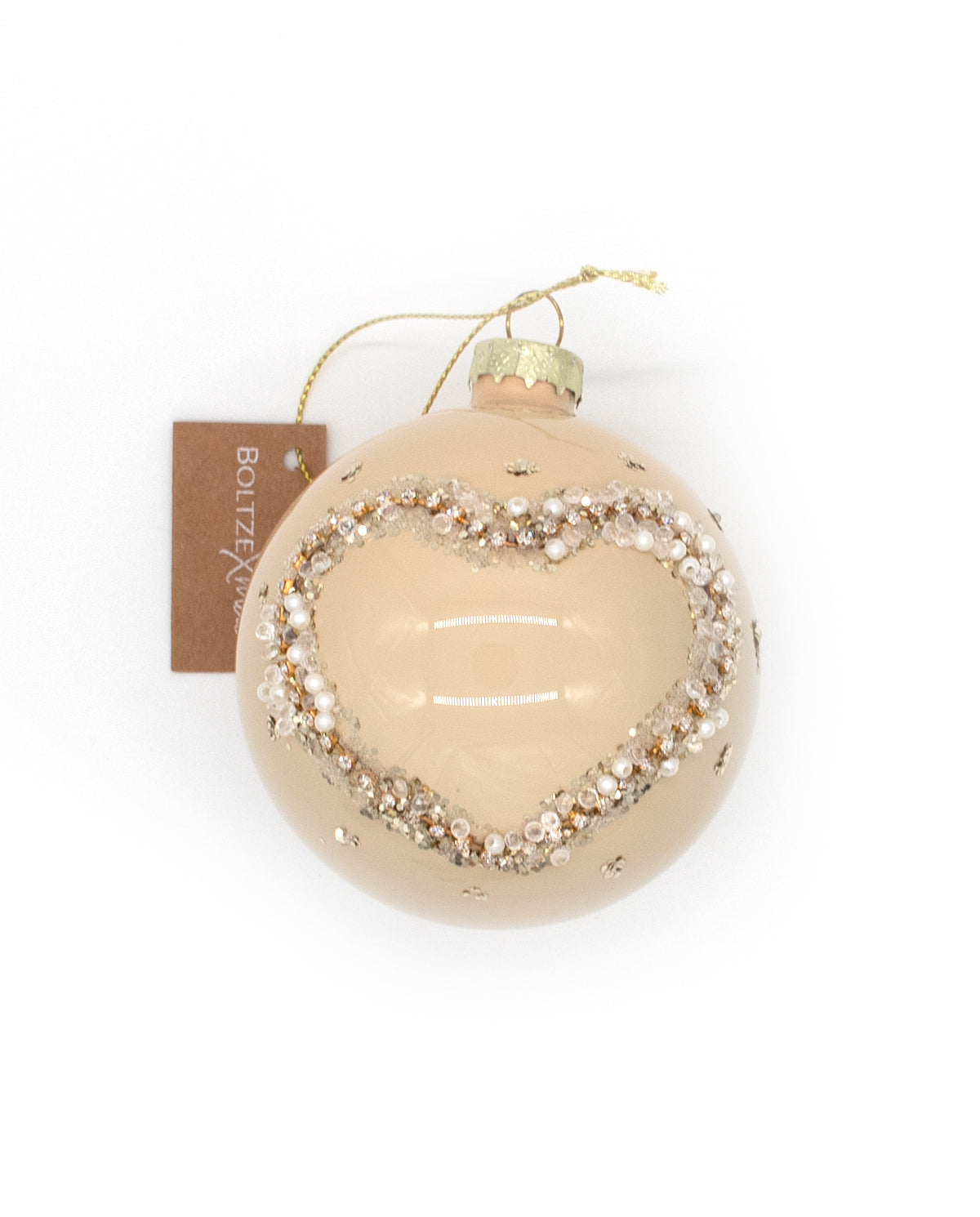 Weihnachtsbaumkugeln aus Glas mit Glitzer-Herz