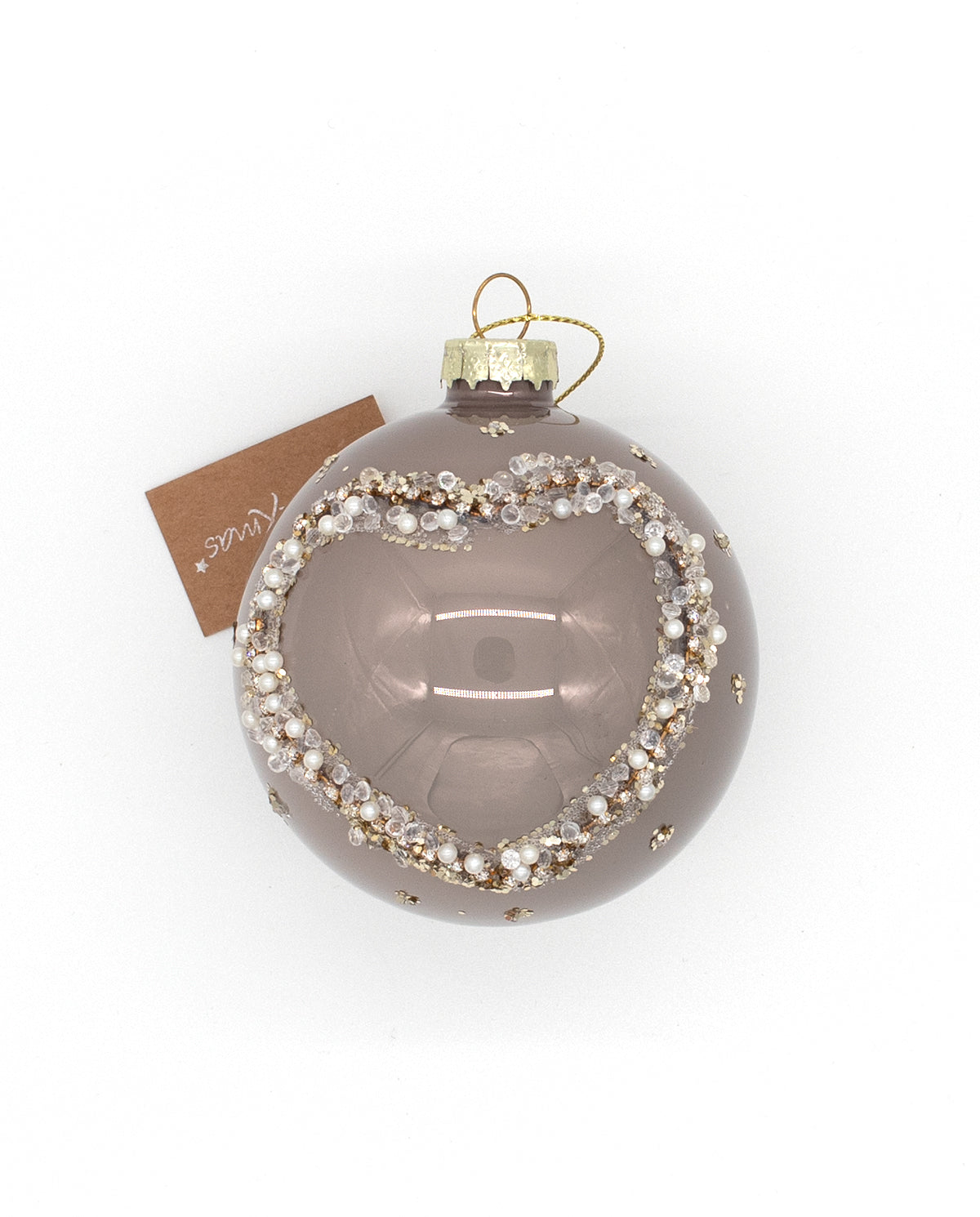 Weihnachtsbaumkugeln aus Glas mit Glitzer-Herz