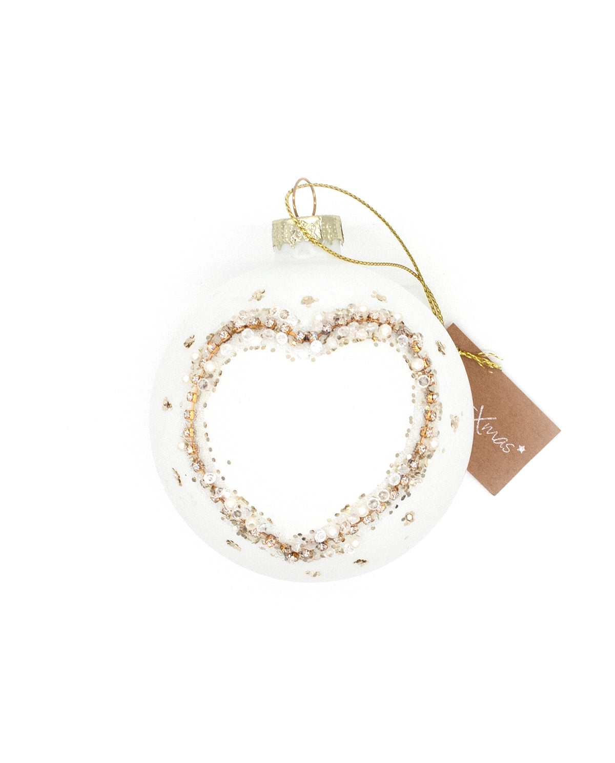 Weihnachtsbaumkugeln aus Glas mit Glitzer-Herz