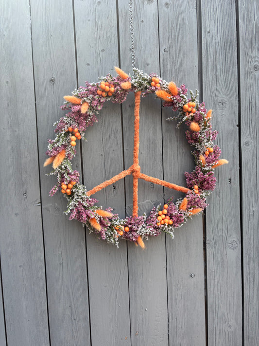 Trockenblumen Peace Zeichen Orange/Pink 35 cm