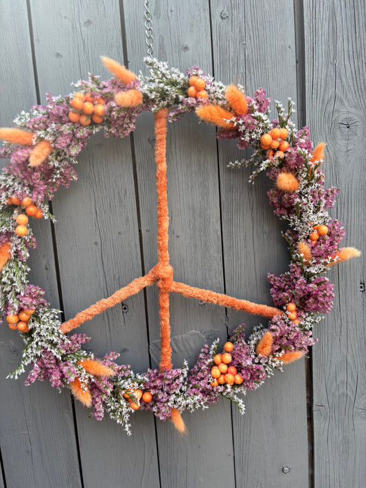 Trockenblumen Peace Zeichen Orange/Pink 35 cm