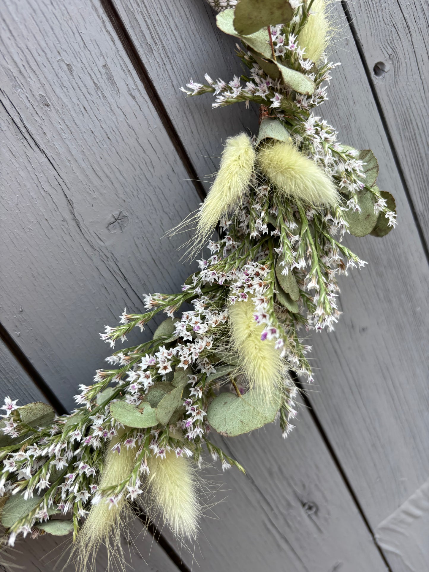 Hoop aus Trockenblumen & Stoff Khaki/natur/beige 20cm