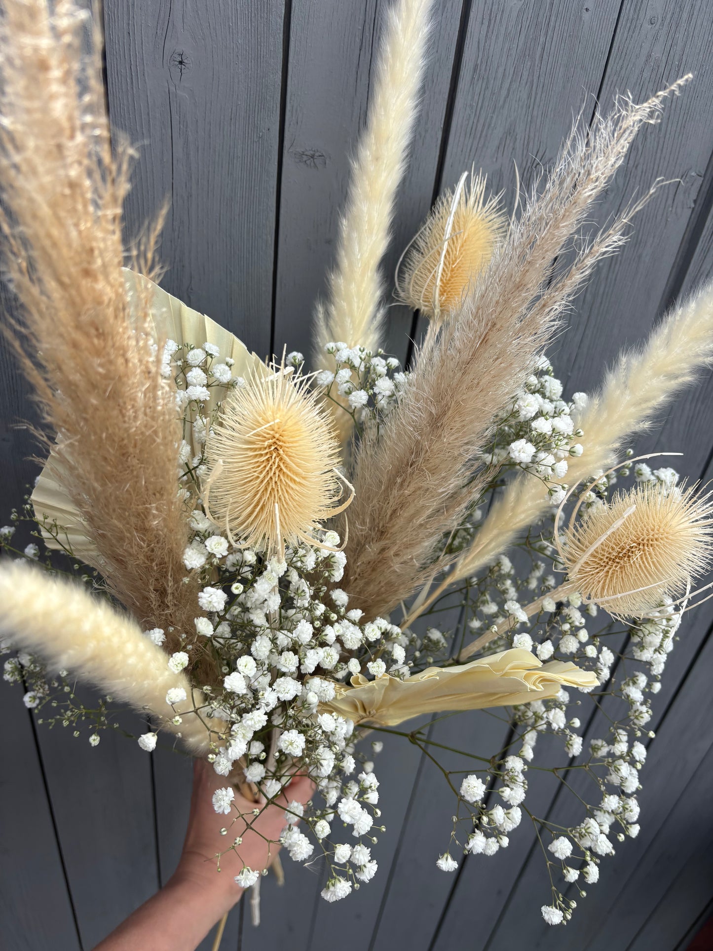 Trockenblumen Strauß Weiss/beige/natur 45-55 cm