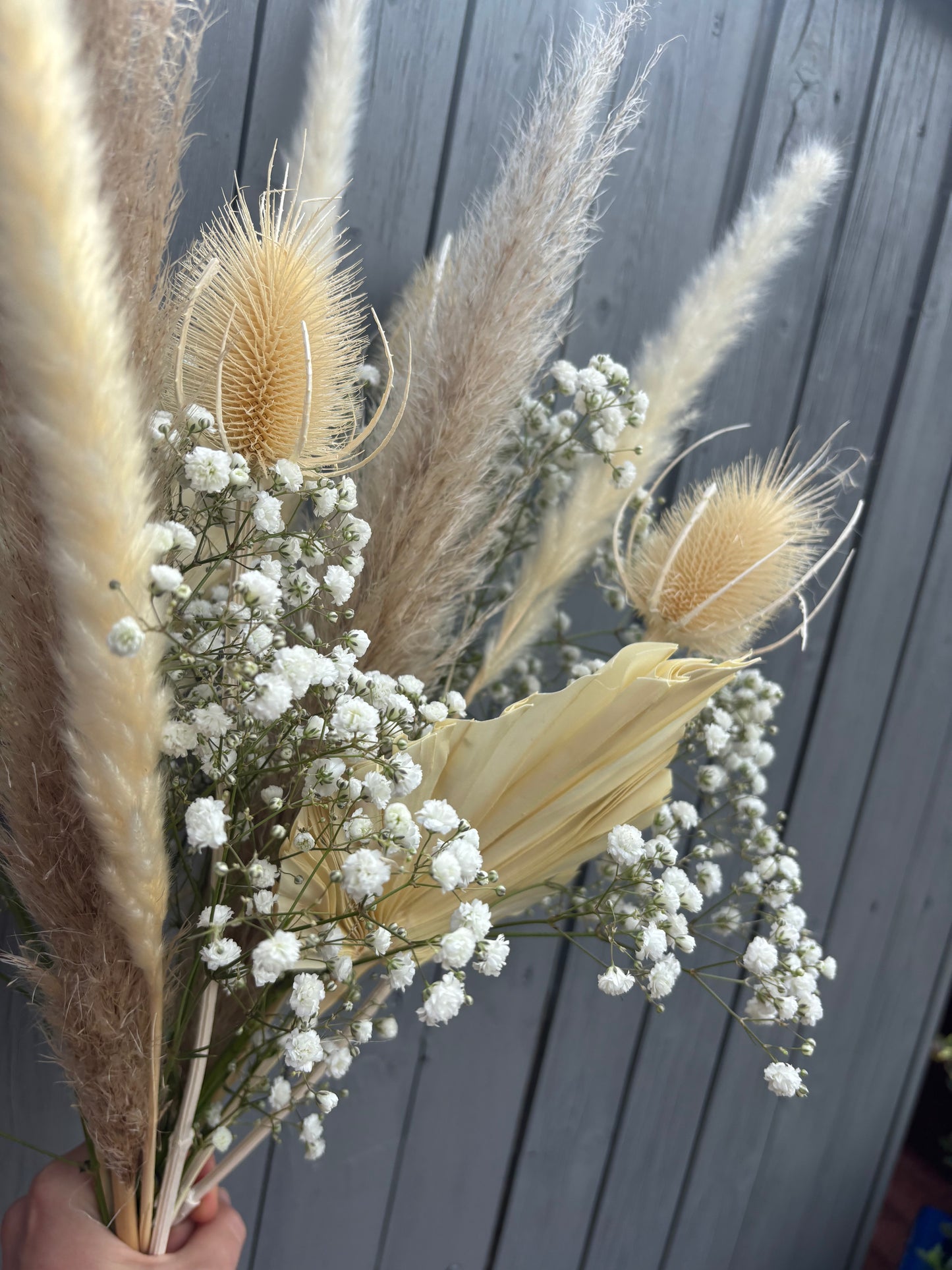 Trockenblumen Strauß Weiss/beige/natur 45-55 cm