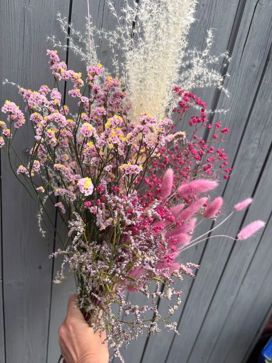 Trockenblumen Strauß Rosa/Pink/lila 45-55 cm