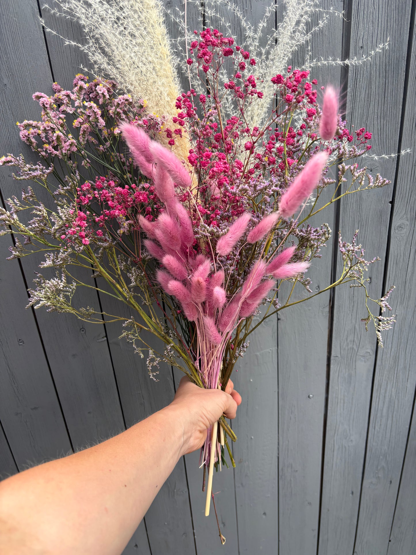 Trockenblumen Strauß Rosa/Pink/lila 45-55 cm