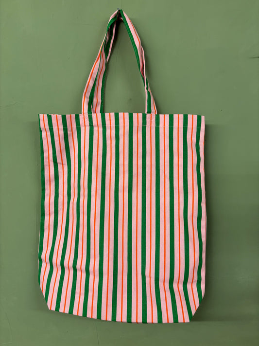 Tasche Beutel aus Baumwolle mit Muster in Rosa Grün Pink