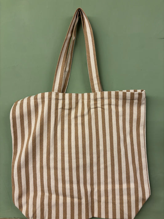 Strandtasche/Shopper aus Baumwolle Natur mit Streifensand