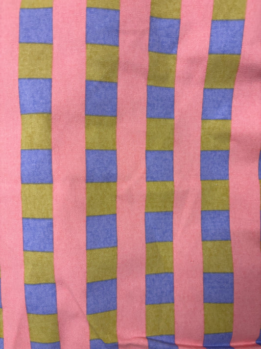 Tasche Beutel aus Baumwolle mit Muster in Rosa Blau Senf