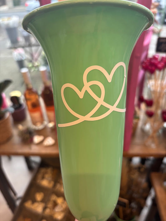 Grabvase aus Kunststoff in Rosa/hellgrün "Herzen geschwungen"