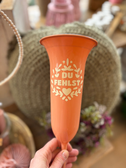 Grabvase aus Kunststoff in Rosa/grün "Du Fehlst"