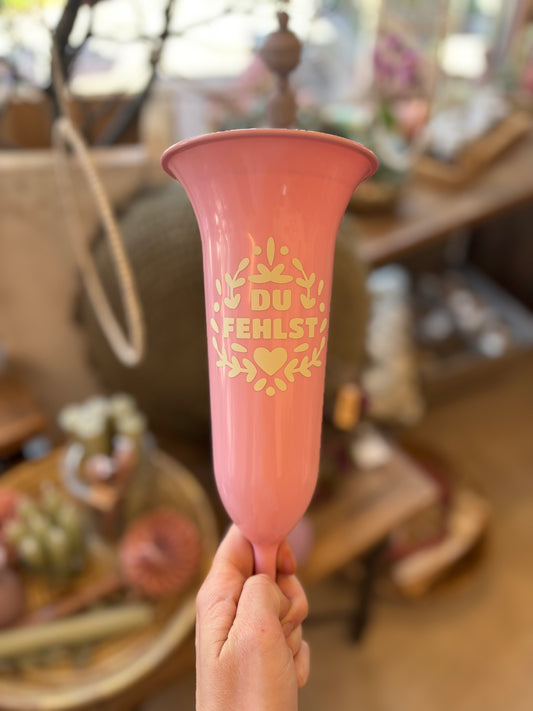 Grabvase aus Kunststoff in Rosa/grün "Du Fehlst"
