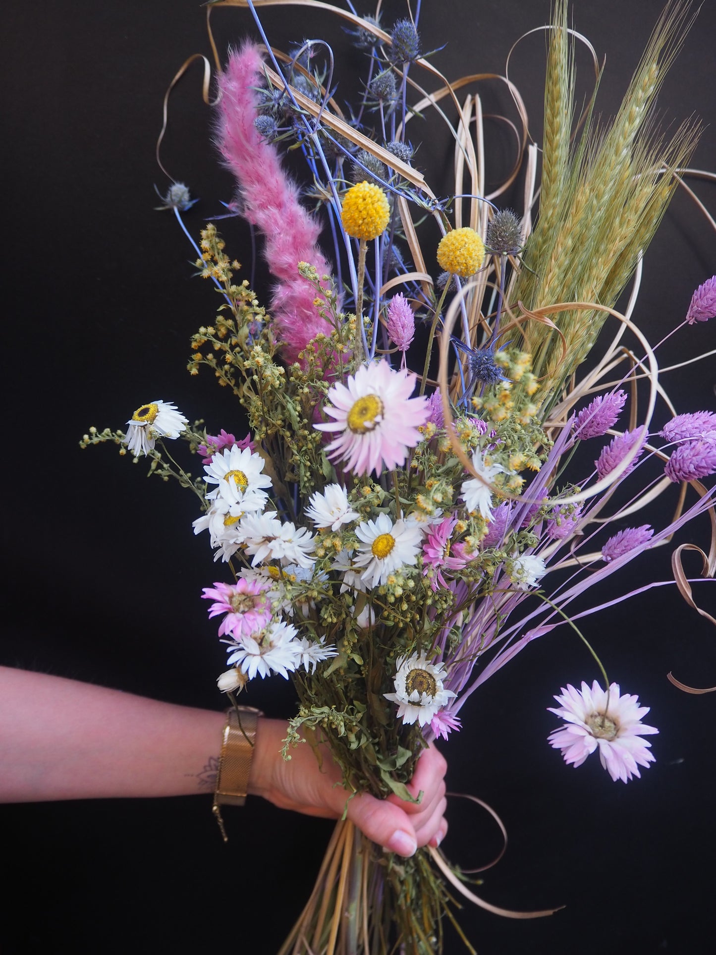 AUSVERKAUFT Trockenblumen Strauß Bunt/Blau/Lila 45-55cm lang