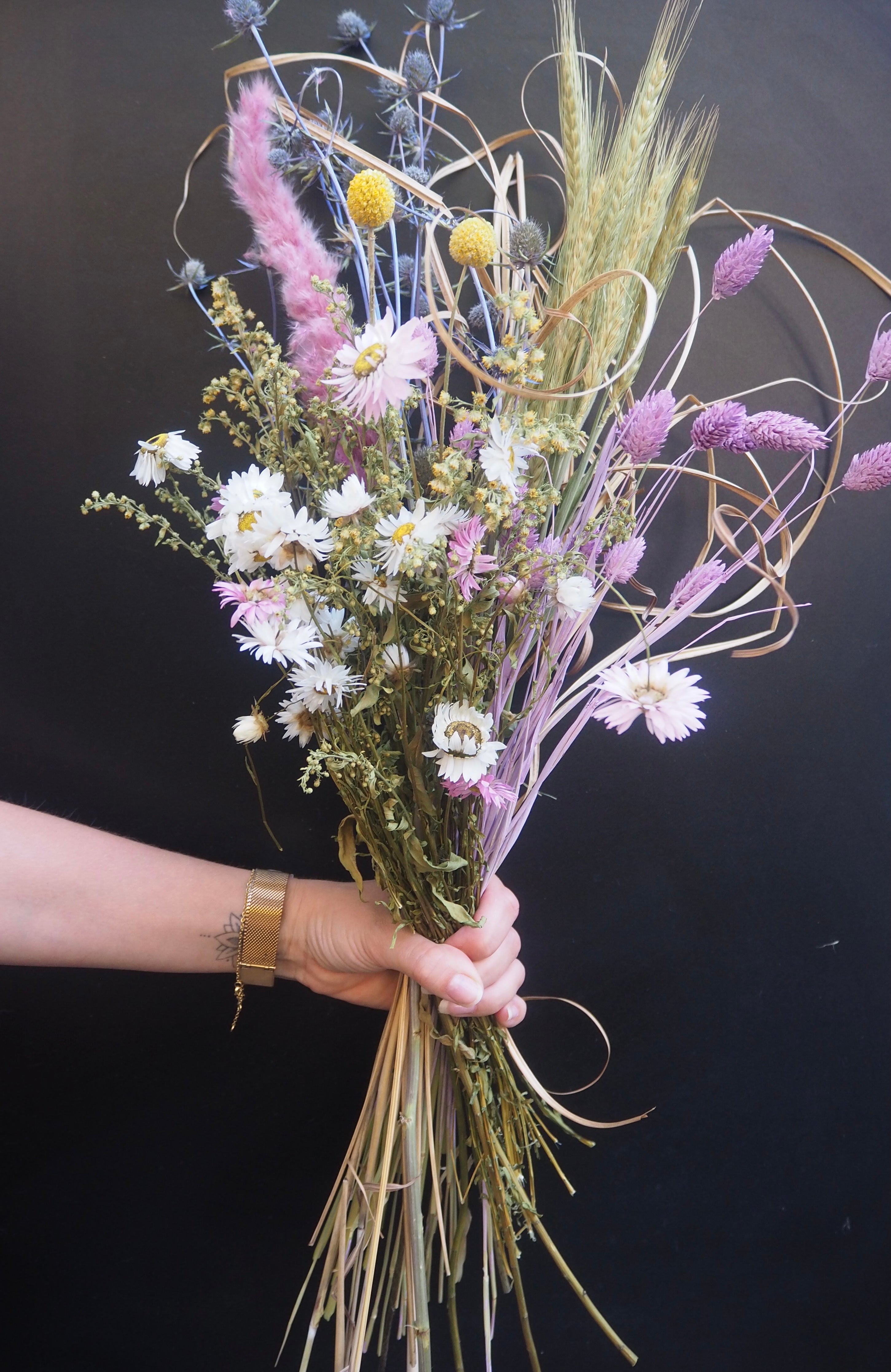 AUSVERKAUFT Trockenblumen Strauß Bunt/Blau/Lila 45-55cm lang