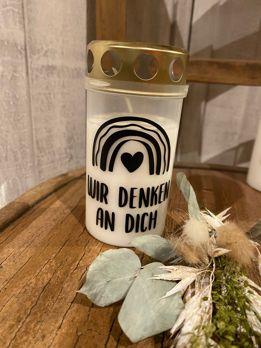Grabkerze/Grablicht "Wir denken an dich"