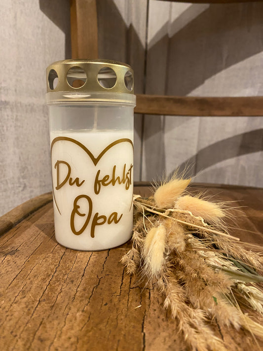 Grablicht Grabkerze Du fehlst Opa