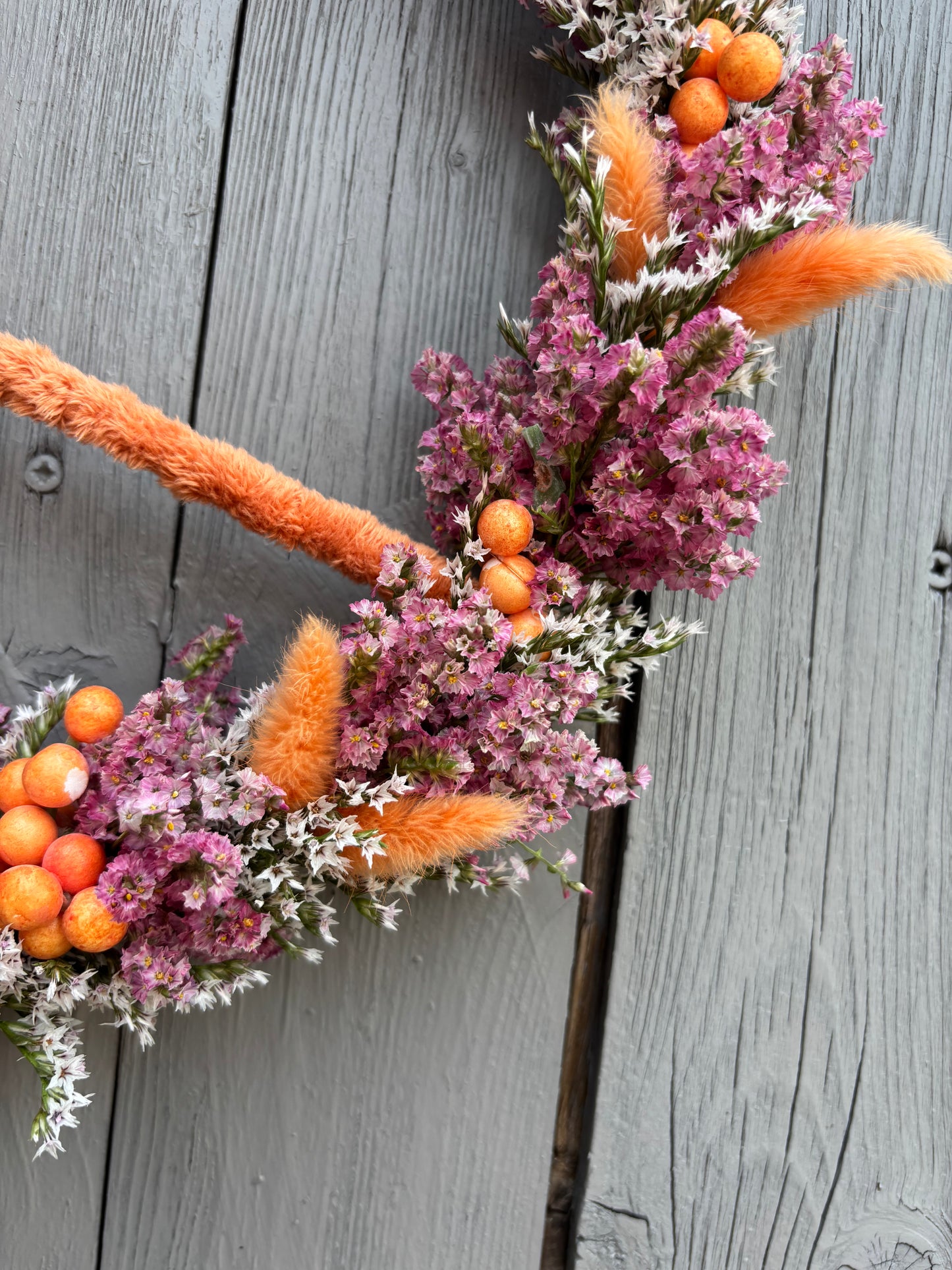 Trockenblumen Peace Zeichen Orange/Pink 35 cm