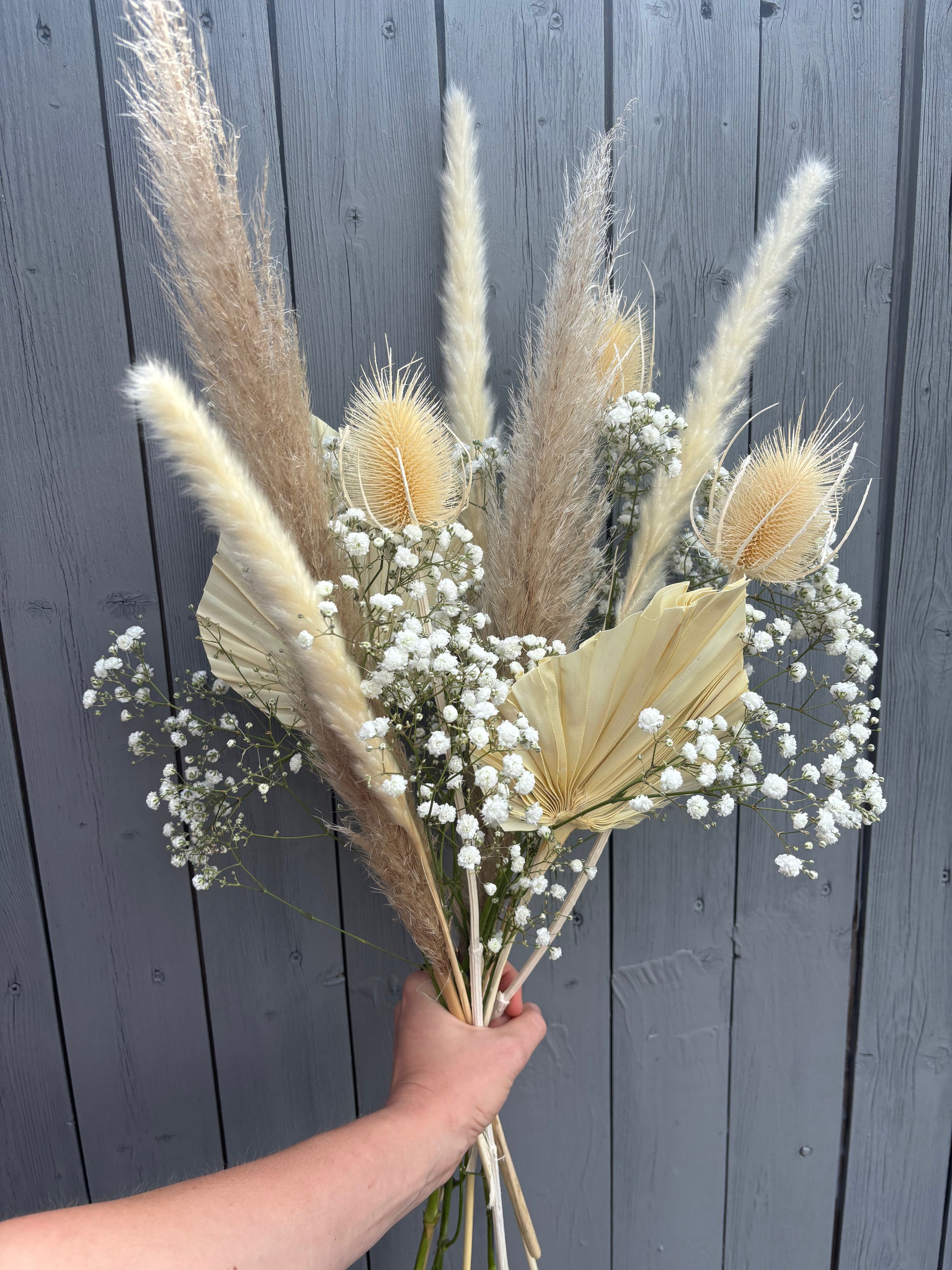 Trockenblumen Strauß Weiss/beige/natur 45-55 cm