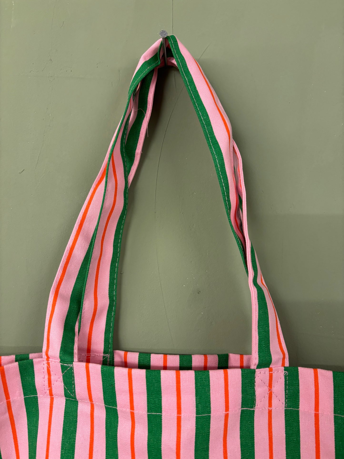 Tasche Beutel aus Baumwolle mit Muster in Rosa Grün Pink