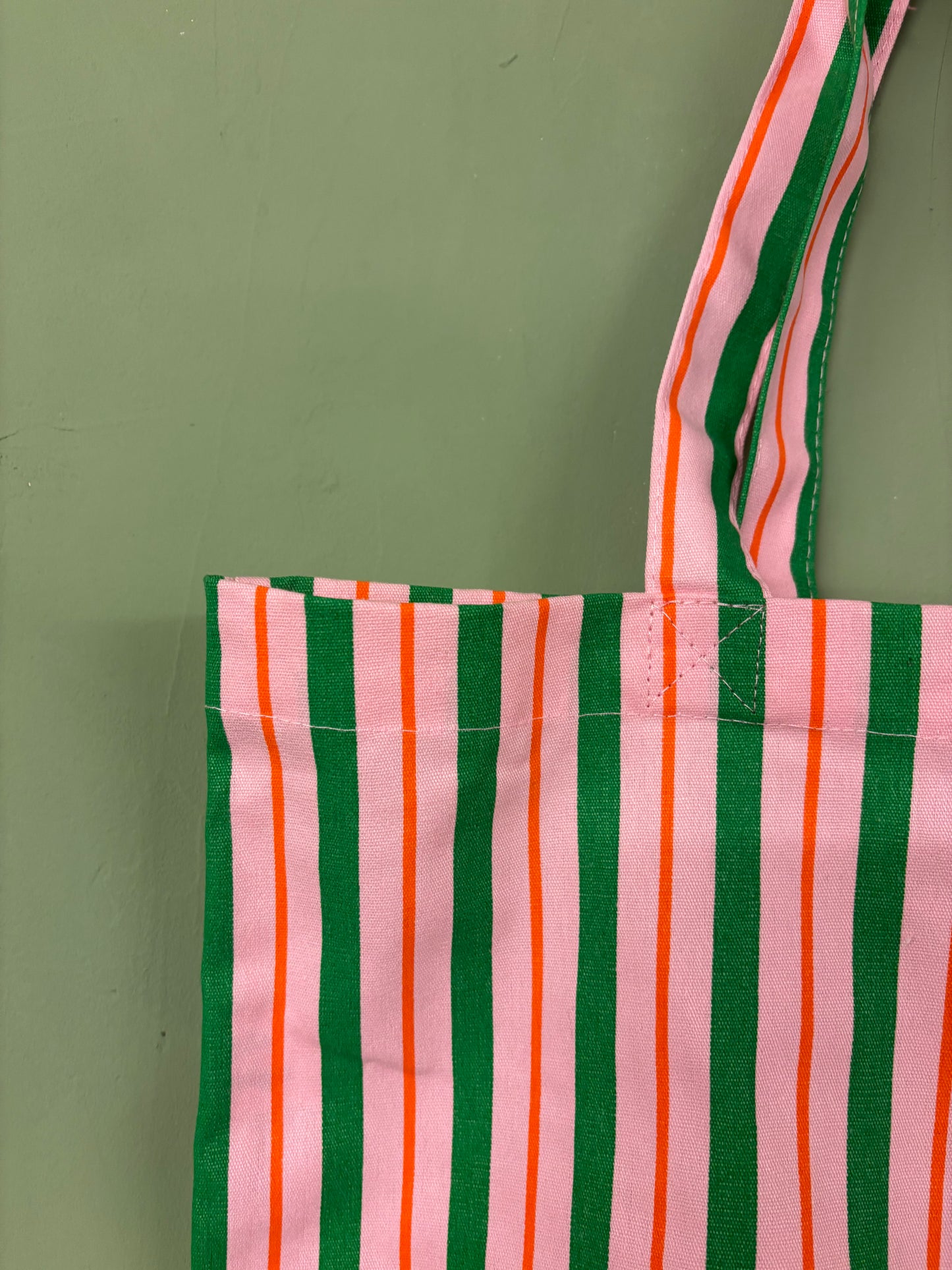 Tasche Beutel aus Baumwolle mit Muster in Rosa Grün Pink