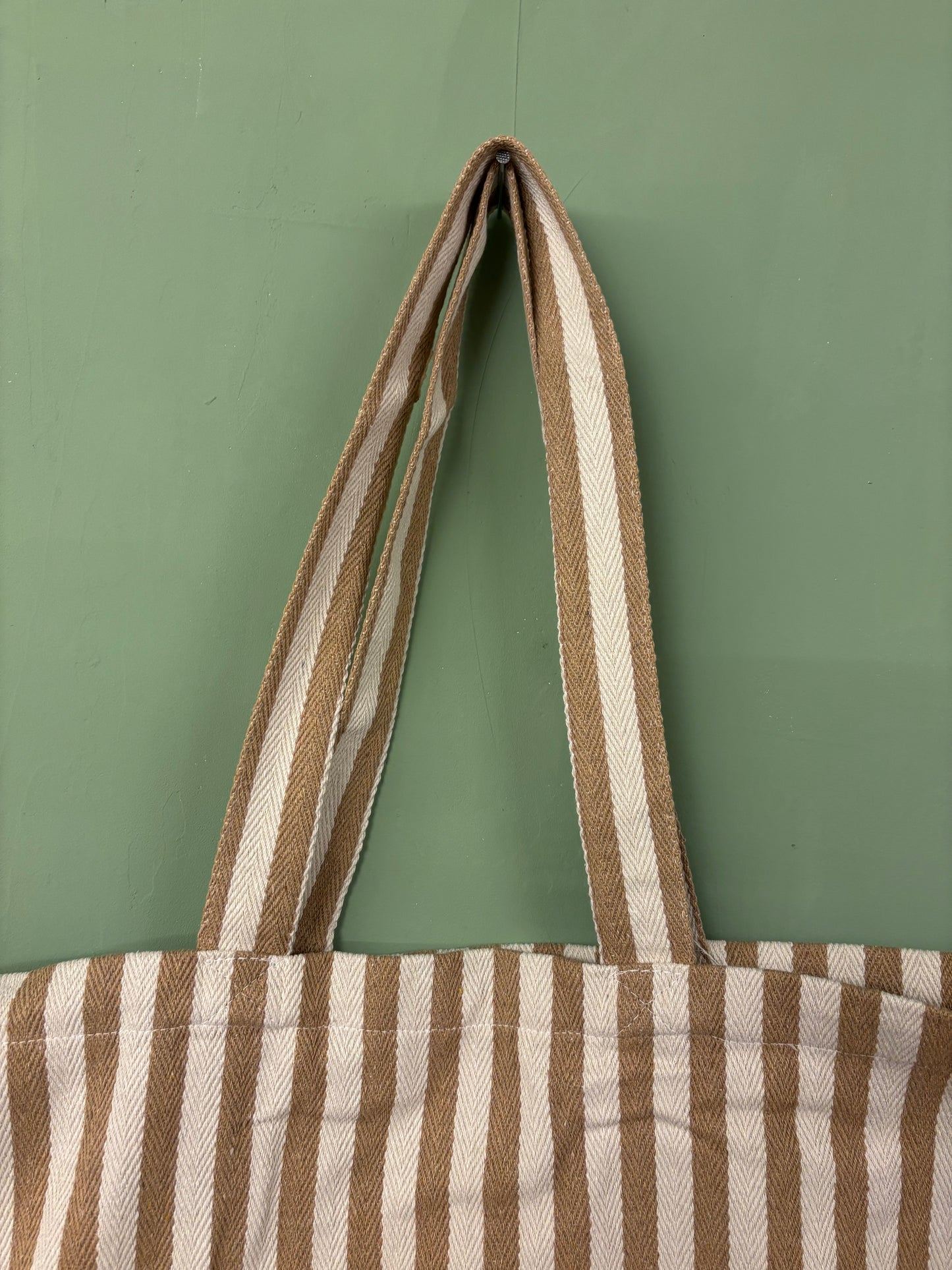 Strandtasche/Shopper aus Baumwolle Natur mit Streifensand